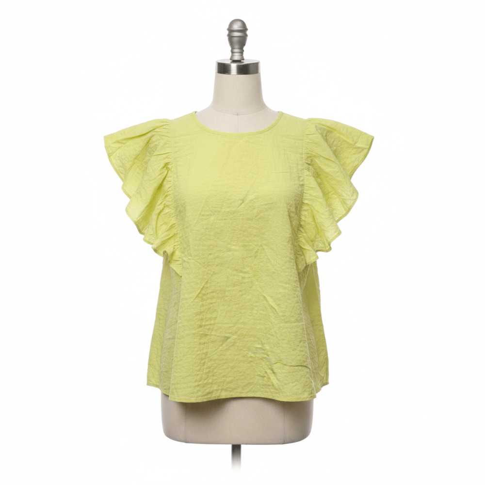 Lime Green Ruffle Sleeve Blouse
